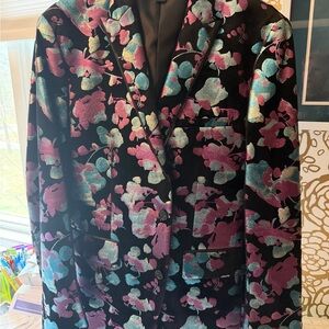 Men’s Floral Metallic Black Blazer Jacket - Pink & Teal